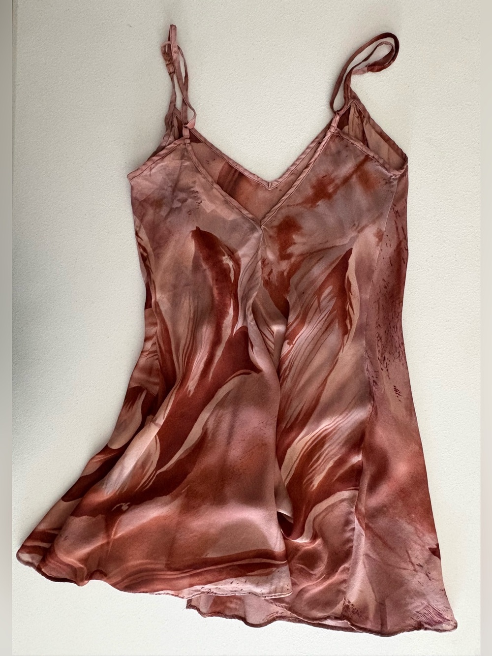 Medium Vintage Victoria’s Secret Y2K Pink Mauve Watercolor Silk Slip Dress - Picture 7 of 7